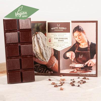 white rabbit-82% Colombian dark hand tempered bar-Vegan